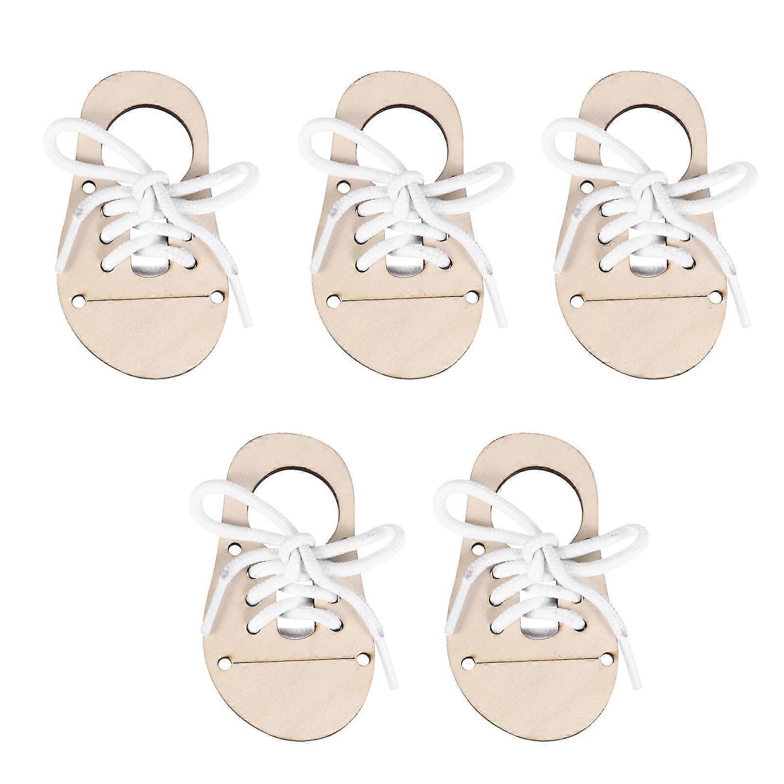 5 Sets Shoes Shape Wood Chip Unfinished Wood Chips DIY Supplies for Graffiti