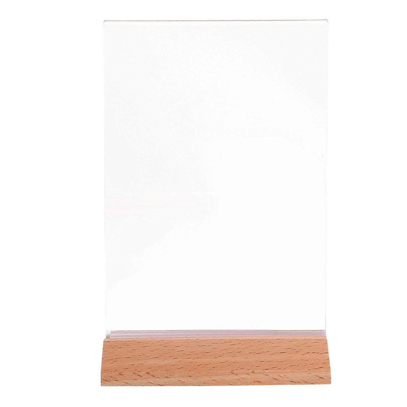 6pcs Acrylic Sign Holder Desktop Display Stand Clear Price Tag Display Holder With Wood Base