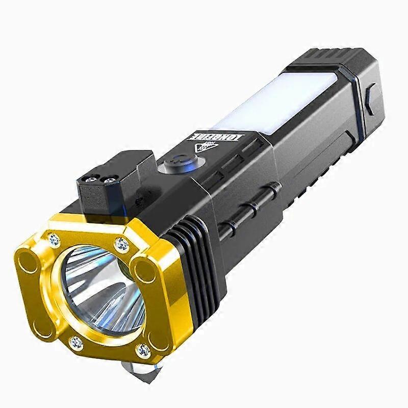 Flashlight Multi-functional Car Safety Hammer With Strong Magnetic Rechargeble Emergency Life-saving Lamp Window Breaker Torch