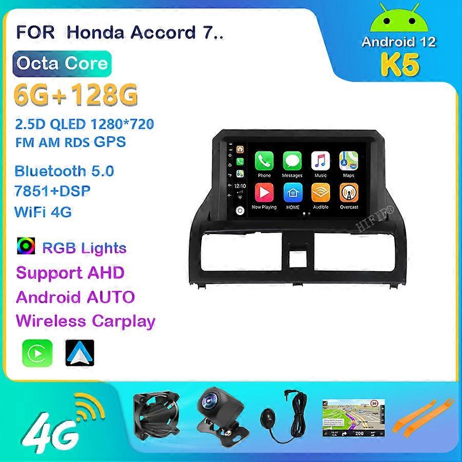 6G +128G QLED 4G LTE Car Radio Multimedia Video Player For Honda Accord 7 2002 2003 2004 2005 2006 2007 2DIN Navigation GPS DVD