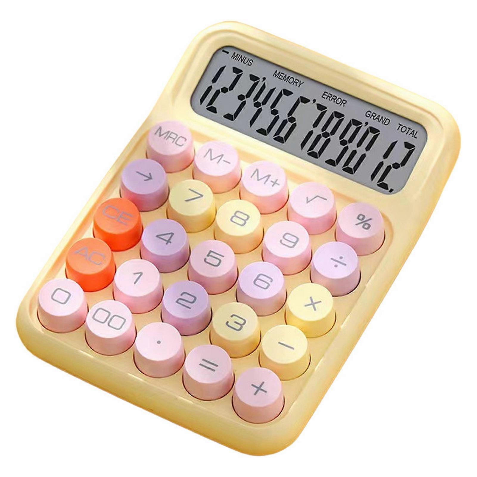 Calculator Typewriter-Inspired Round Button Large Screen Portable Easy to Use Calculator for Office School Home QingHai