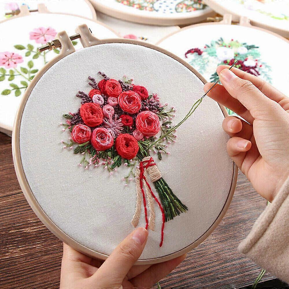 DIY Embroidery Starter Kit With Pattern Cross Stitch - Flower - Needlework Kits