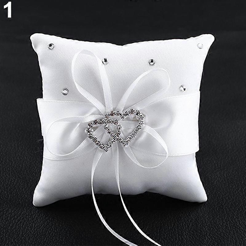 Moda Düğün Gelin Bowknot Çift Kalp Yüzük Taşıyıcı Yastık Yastık JIKAIX