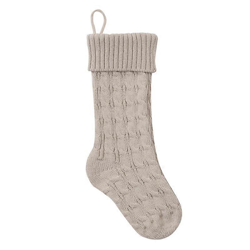 Christmas Sock Twist Pattern Knitted Large Capacity Hanging Stocking for Festival Party JIKAIX
