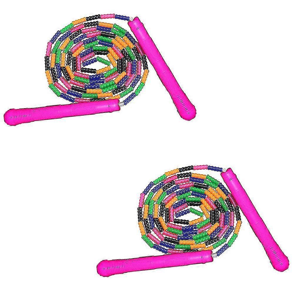 Weitsprungseil (2 Pack), weiches Perlen-Springseil für Kinder Erwachsene, Kunststoff-Segment-Springseil