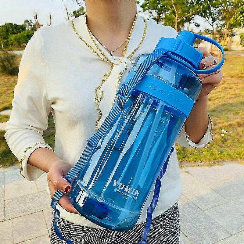 Wasserflasche Große Kapazität 3l Super Große Strohschale Tragbare Dinkware Kunststoff Raum Tasse Trinkflasche Outdoor Sport Wasserkocher