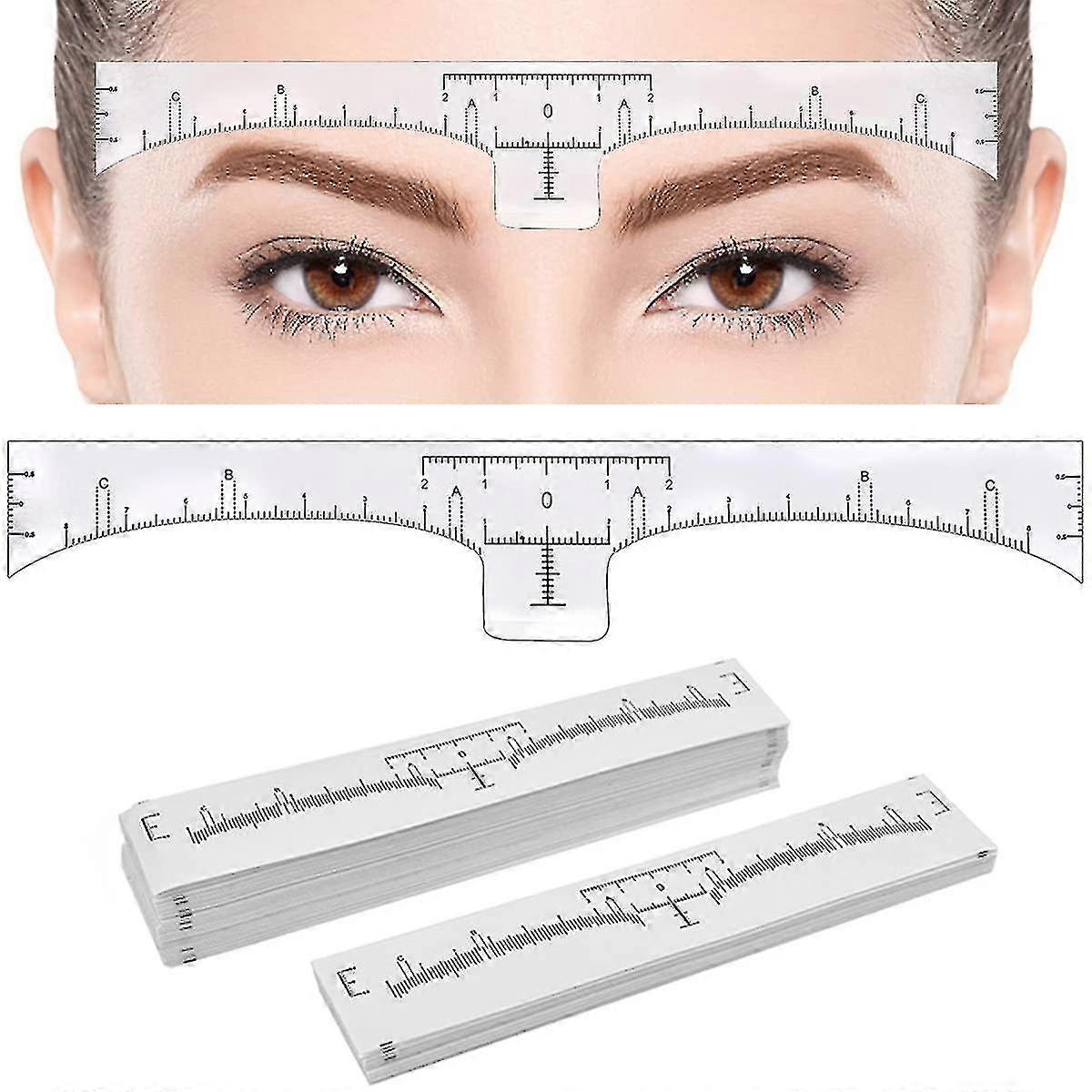 100 Pack Eyebrow Ruler, Disposable Brow Ruler Microblading Adhesive Eyebrow Sticker Stencil Guide Measuring Tool