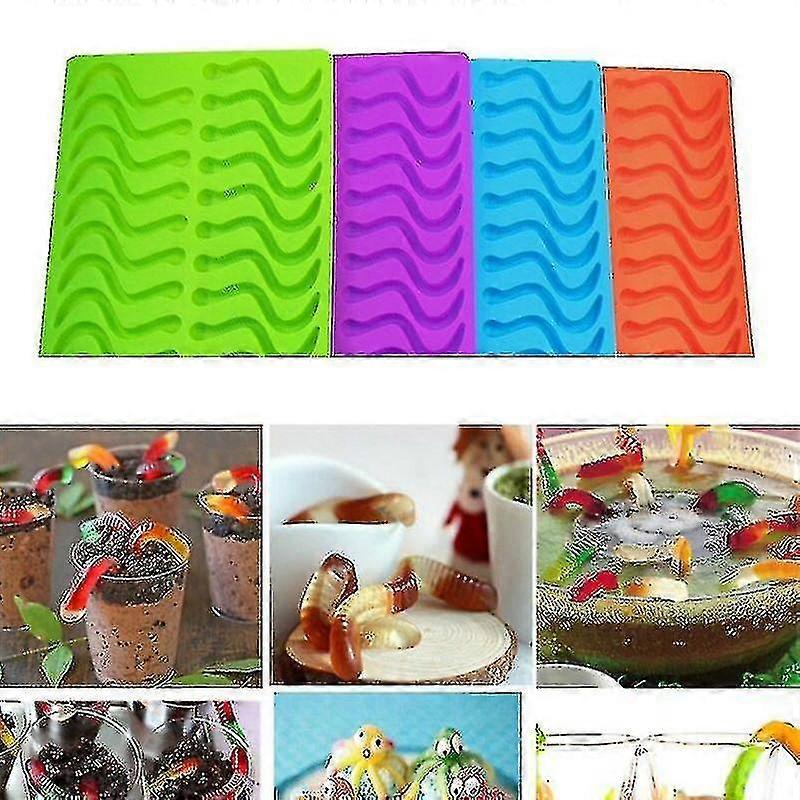Hard Candy Mold For Chocolate Gums, Cake Decorating Tools, Snake And Worm Kitchen Gadgets, 1 Piece