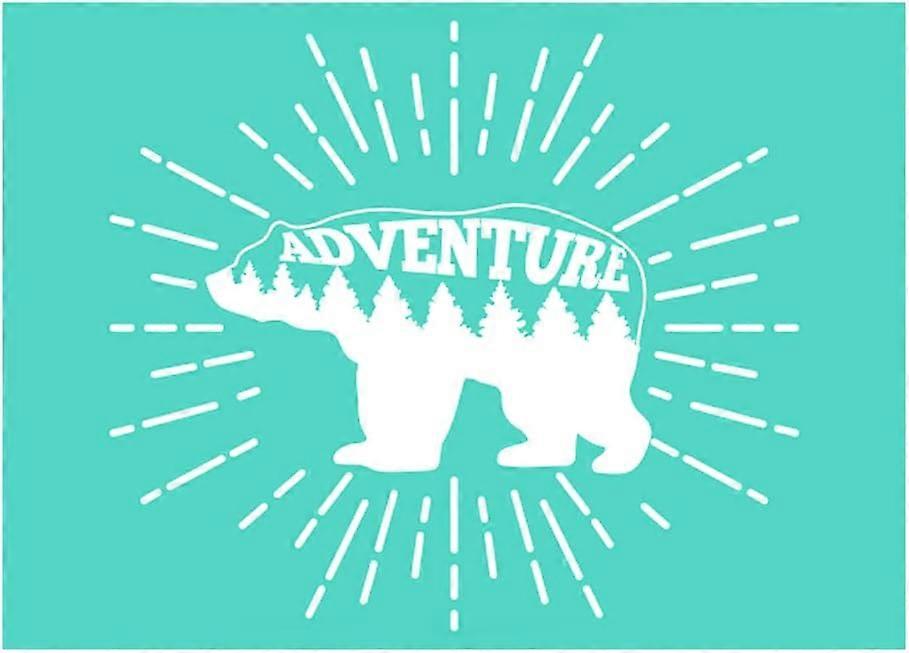 7.7x5.5 Inch Silk Screen Printing Stencil Self-Adhesive Silk Screen Mesh Transfer Adventure Bear Pattern Mesh Transfers for T-Shirt Pillow Fabric Pain