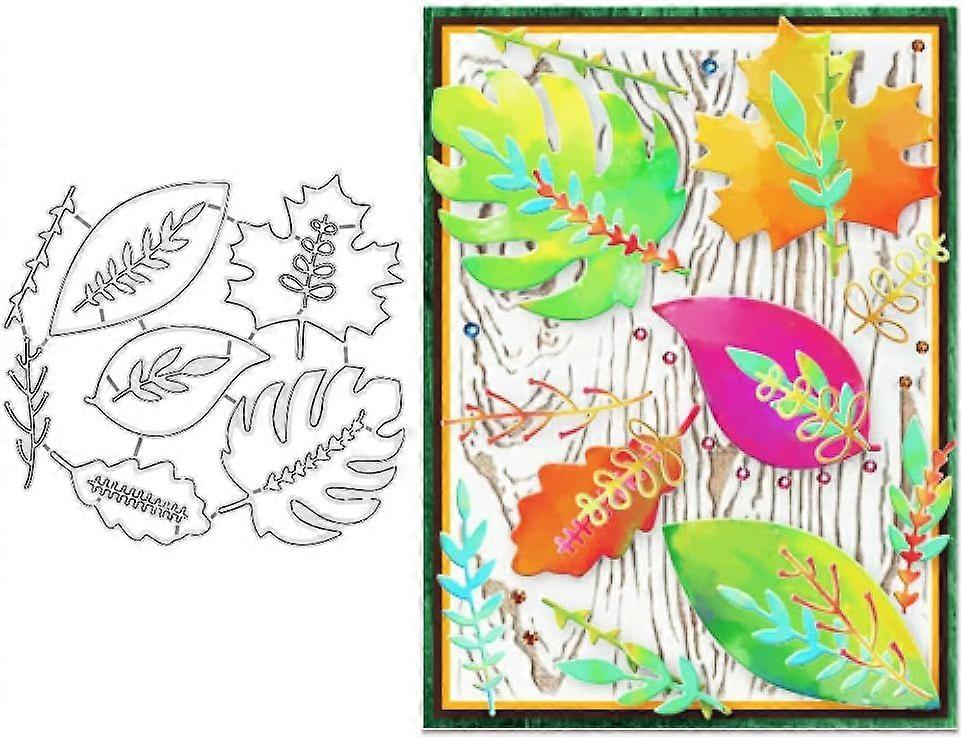 3D Layering Splicing Leaves Metal Cutting Dies, DIY Craft Carbon Steel Embossing Template for Card Making Photo Decorative Paper Scrapbooking, 0.8mm T