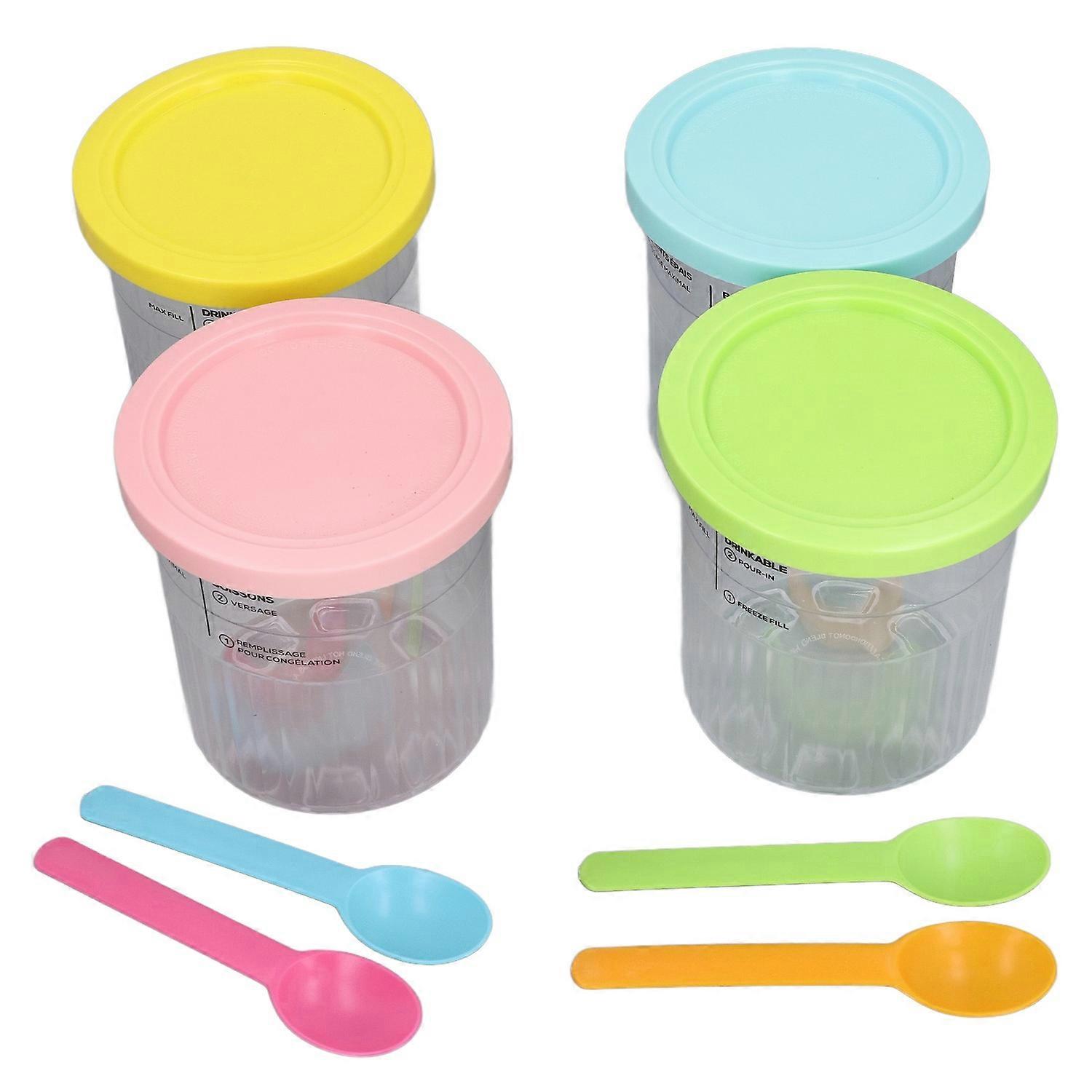 4 stks Ripple Pattern Ice Cream Pint Containers met Deksels Opbergbekers Supplement Jar Cream Pint Repla