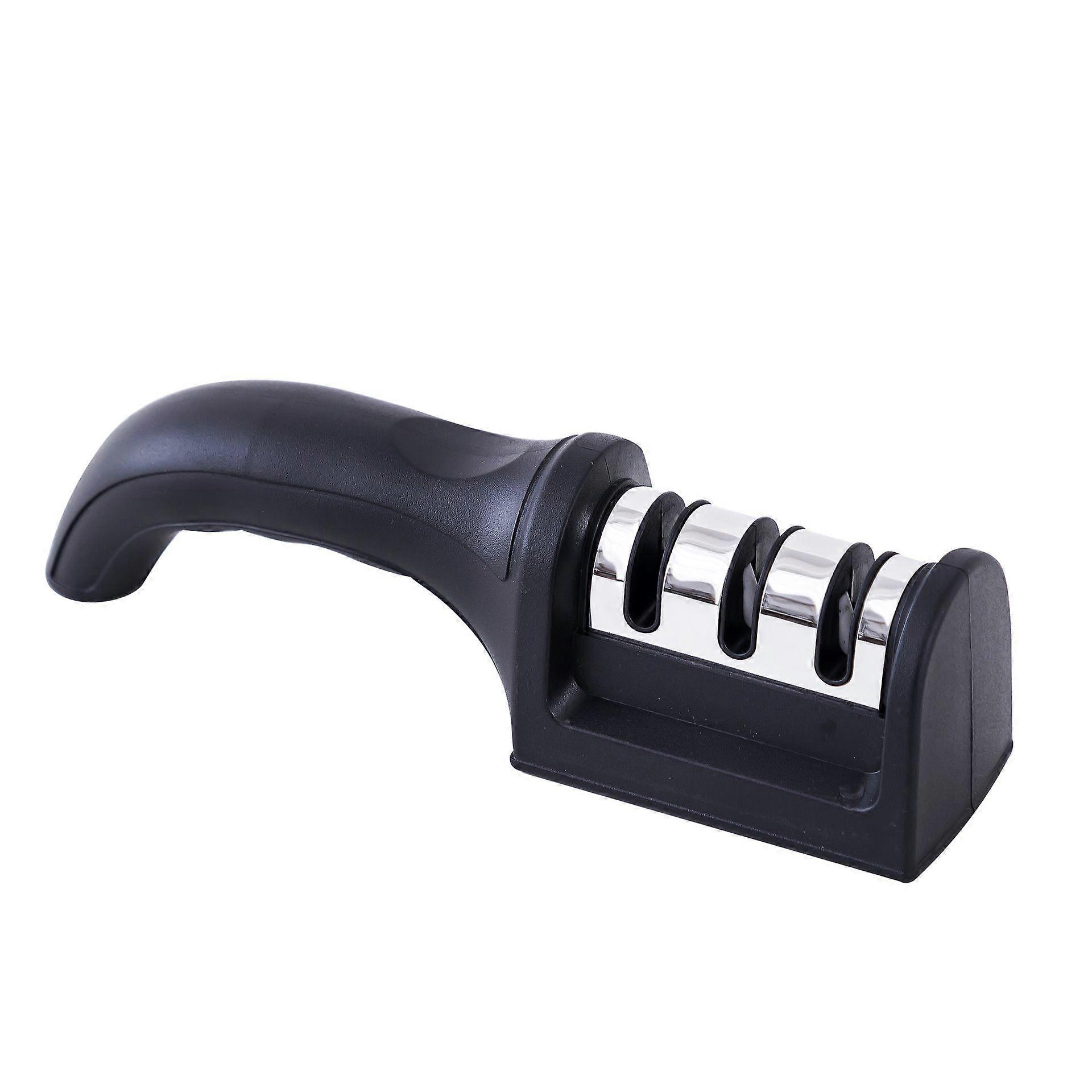 Kitchen 3-section knife sharpener household multi-functional handheld three-purpose black red sharpening stone kitchen tools