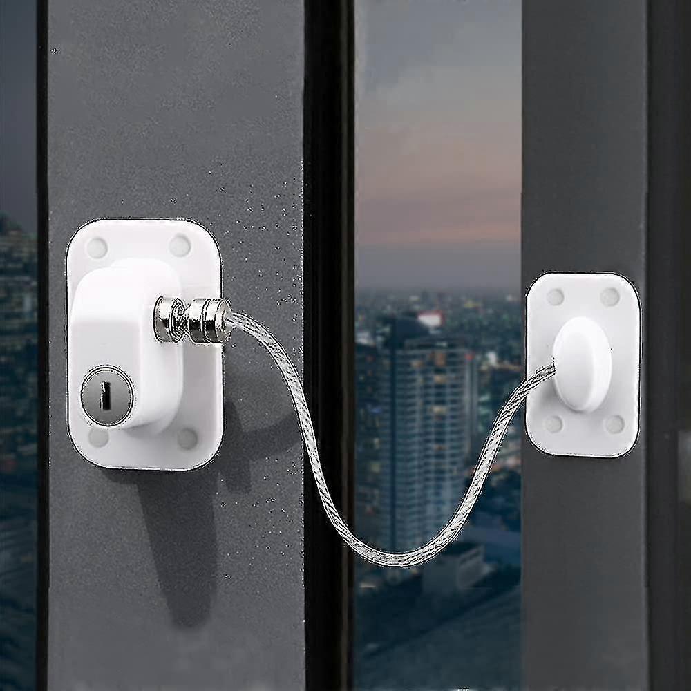 Yinhe Window Safety Locks Self Adhesive Baby Window Restrictor With Key Upvc Window Locks Child Safety Cable Lock Pet Window Restrictors No Drilling