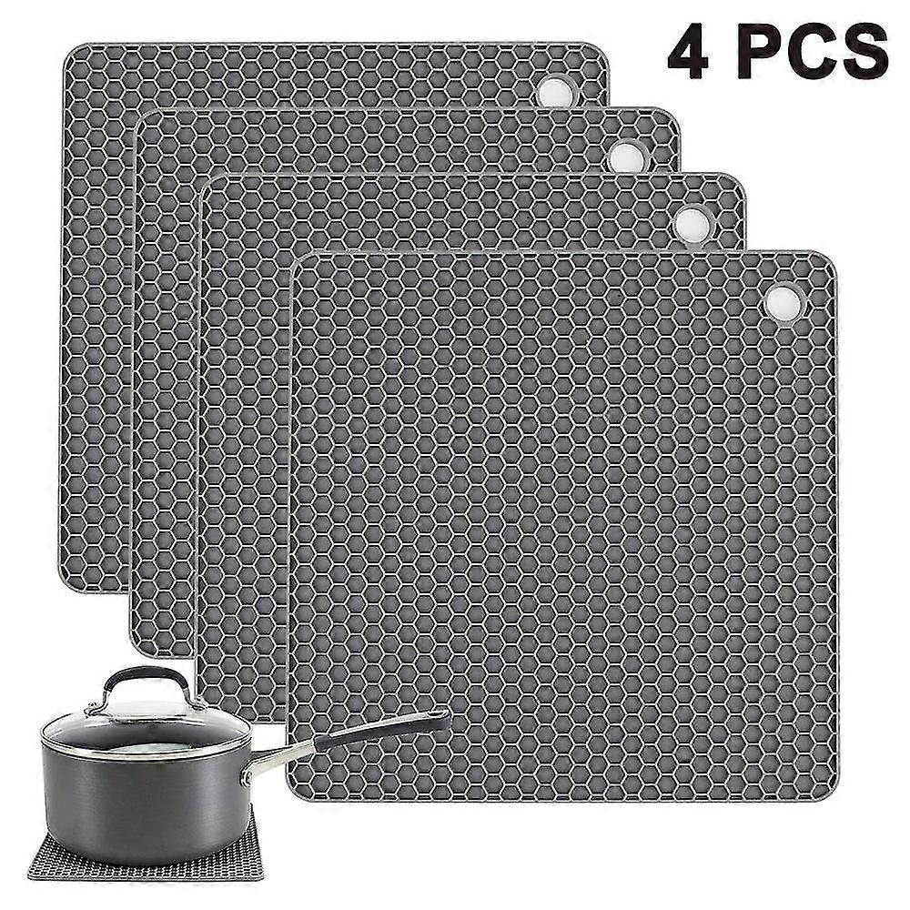 4pcs Food Grade Silicone Square Placemat Honeycomb Mat, Waterproof And Heat-insulating Table Mat, High Temperature And Heat Protection Mat
