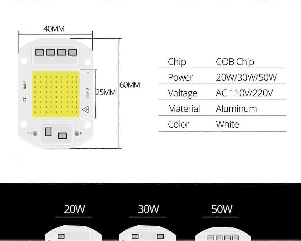 1pcs LED beads (50W 110V white light)