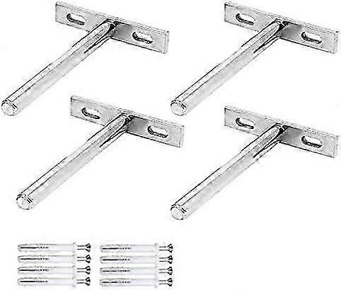 4 Pieces Invisible Floating Shelf Brackets Hidden Fixture T Shape Wall Shelf Bracket for Fixing Wooden Shelf Brackets