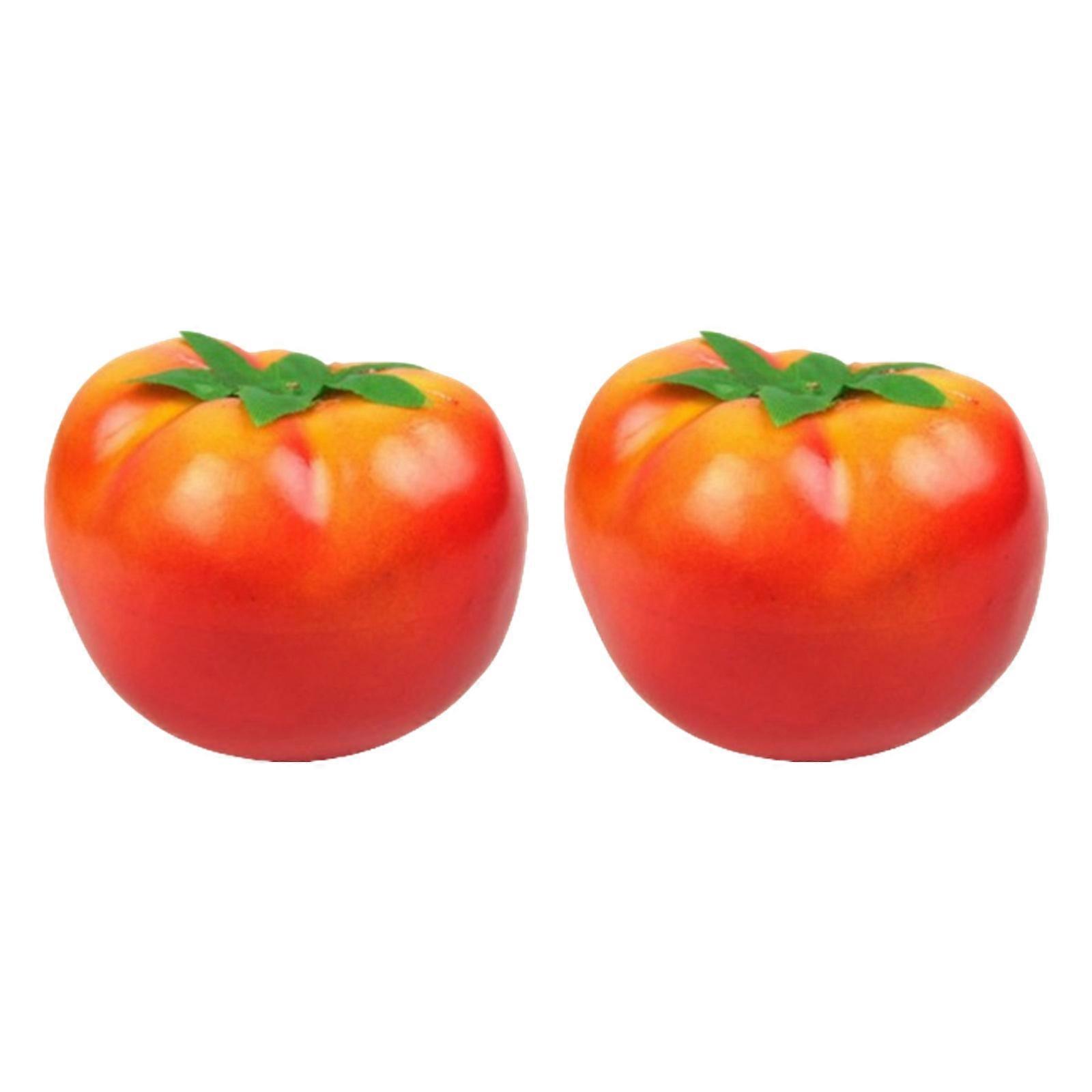 Set of 2 Decorative Tomato Faux Tomatoes Durable Artificial Vegetables for Table Centerpieces and Holiday Decors  Red yellow