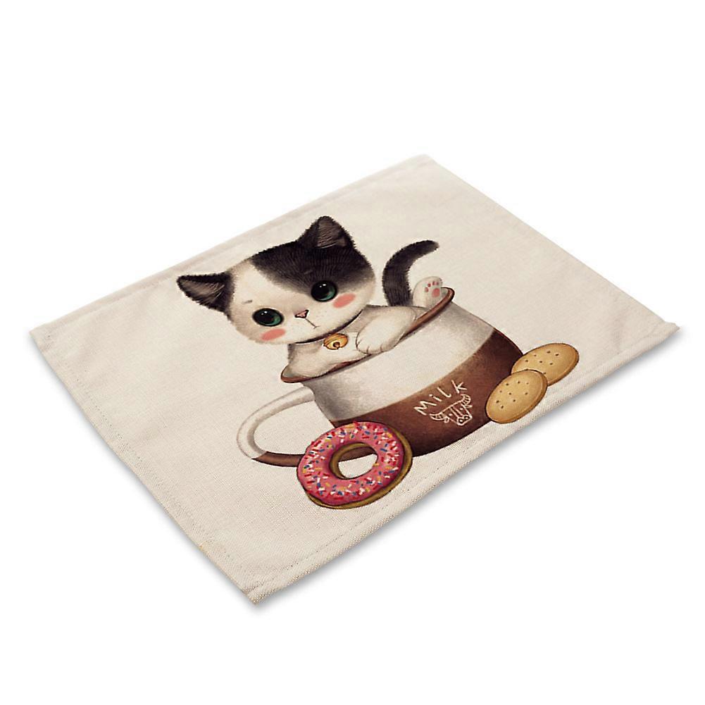 Lovely Cat Print Placemat Anti-Slip Heat-insulation Bowl Plate Fork Table Mat(MA0057-5)