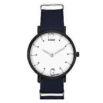 Men Quartz Watch Round Dial Nylon Belt Elegant Casual Wristwatch Royal Blue