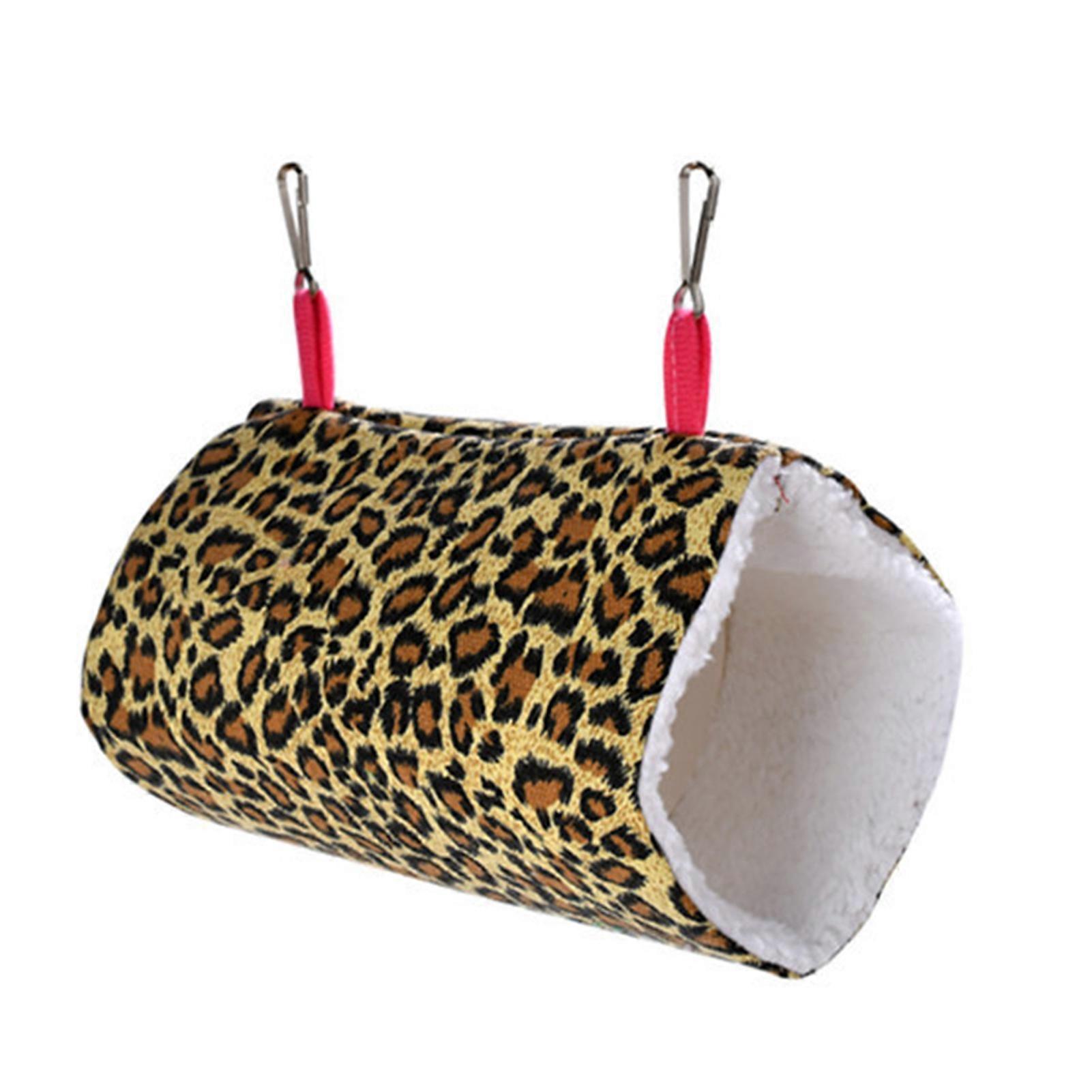 Hanging Tunnel Hammock Soft and Comfortable Small Animal Hammocks for Hamster Guinea Pig Rat Small PetsLeopard Print 15x9.5cm / 5.9x3.7in