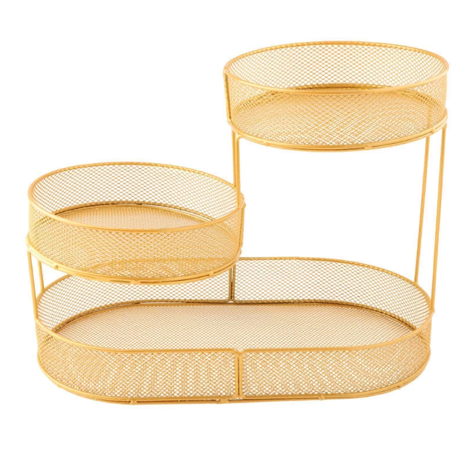 Fruit Basket Bowl 3 Tier Table Centerpiece Container Vegetables Storage Rack gold
