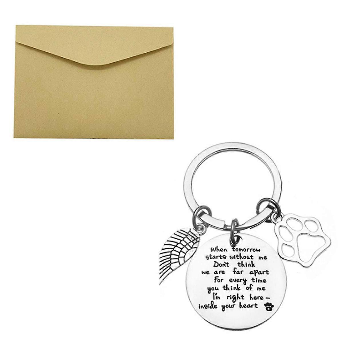 Pet memorial keyring, loss of pet keepsake with sympathy card
