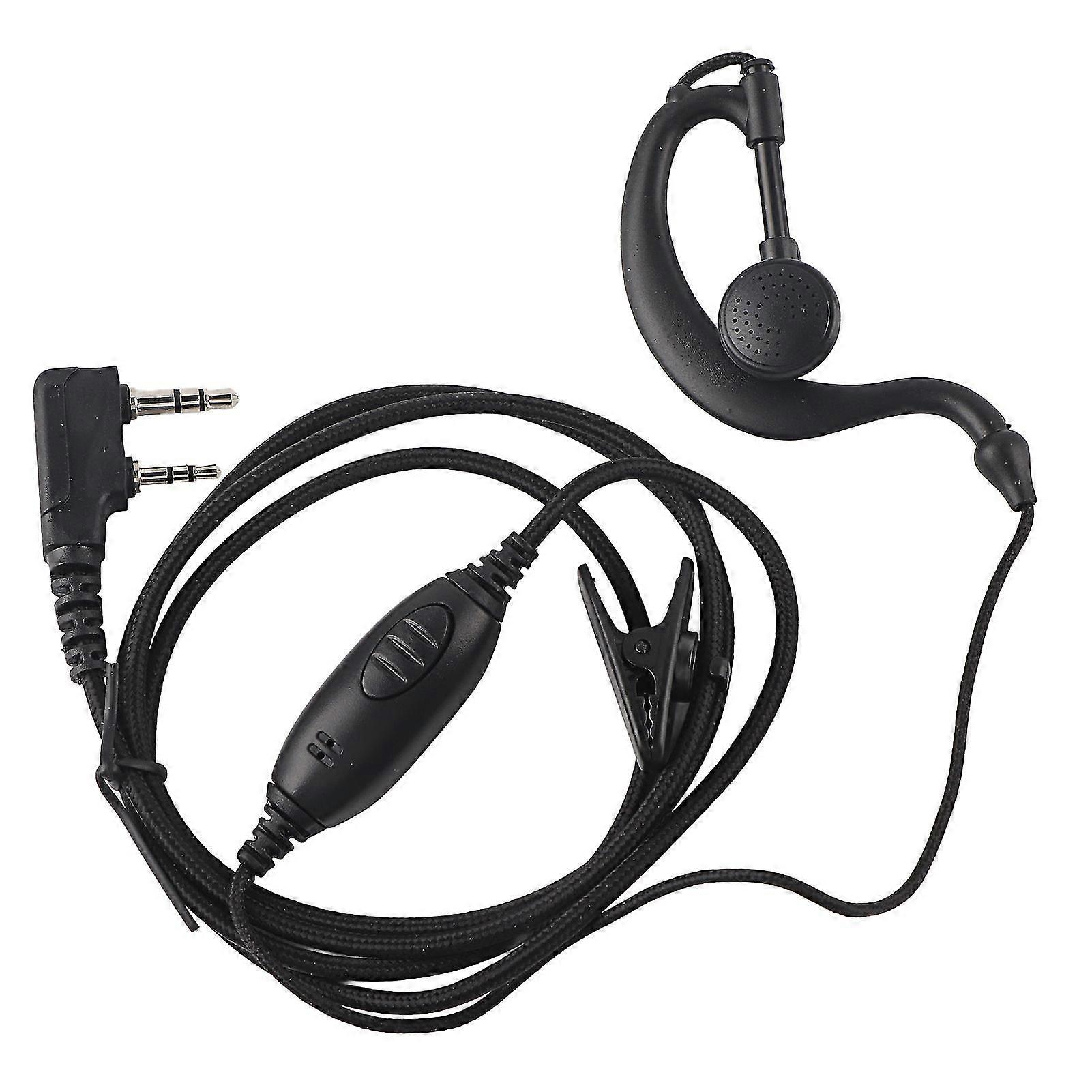 Black Walkie Talkie Headset Earpiece with PTT Button - K Head