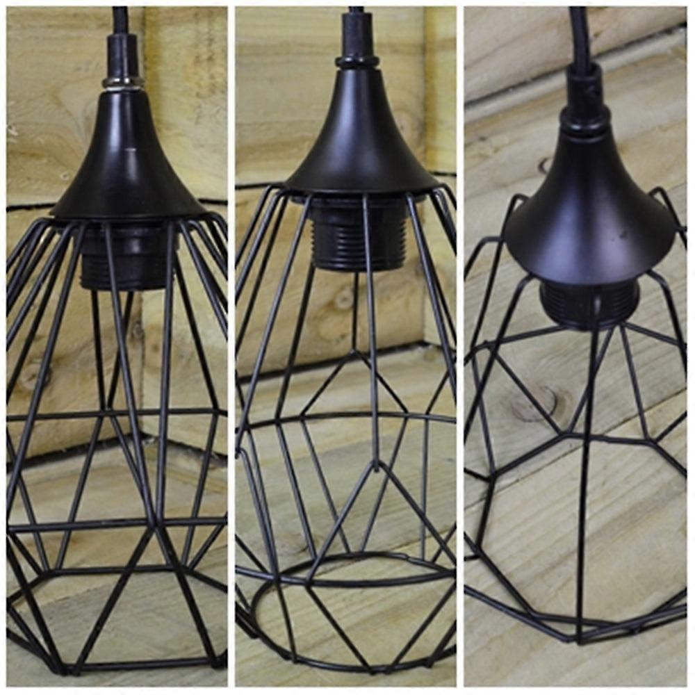 Black Wire Geometric Hanging Ceiling Lamp In 3 Assorted Styles