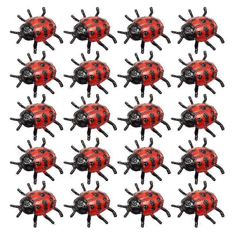 25 Pcs Pvc Simulation Ladybug Model Tricky Scary Toy Simulation Small Insect