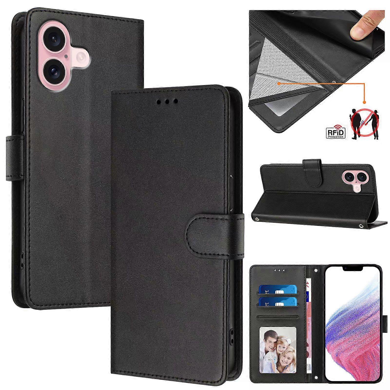 Case for iPhone 16 RFID Blocking Flip Book Leather Wallet Cover