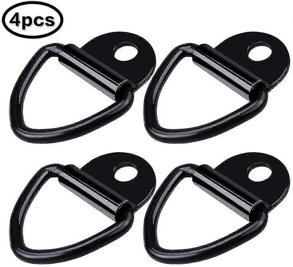 Trailer Tie Down Ring,tie Down Ring Anchor Hook V-ring D-rings(4pcs, Black)