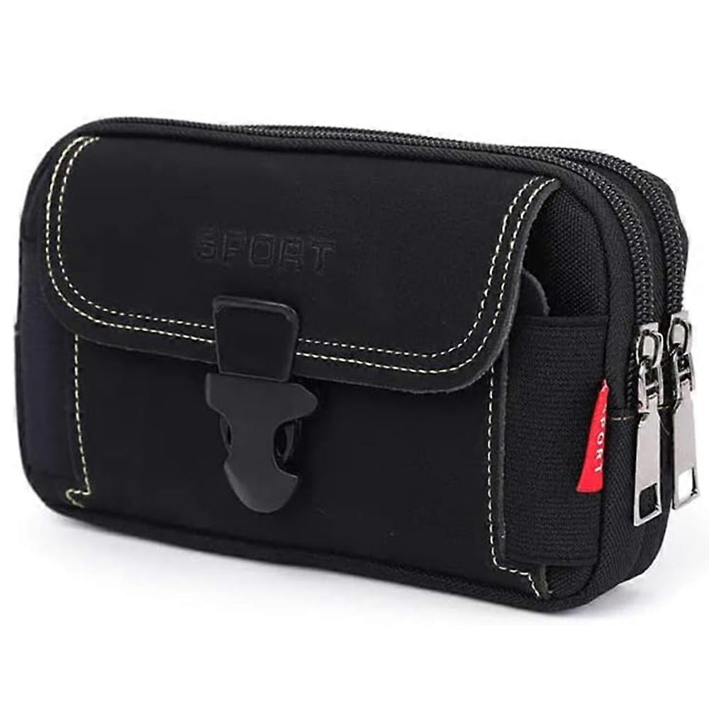 Bolsa de Telefone Multifuncional para Homens - Horizontal 6,5 Polegadas Preto