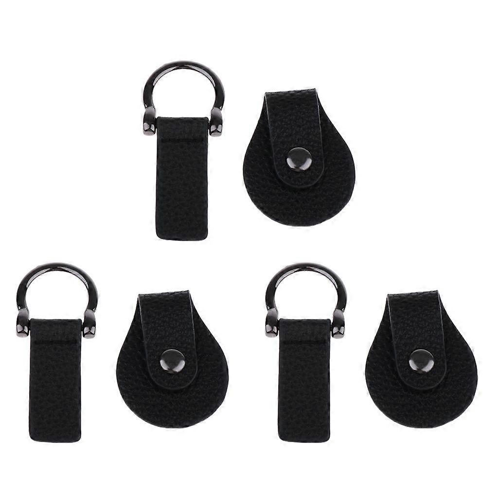 3Pcs PU Leather Toggle Buttons Alloy Hanger Hook for Black Jacket
