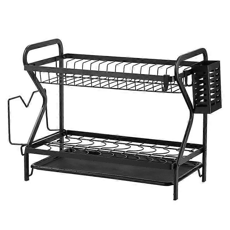 Dish Drying Rack Anti-Rust Storage Shelf Detachable Dish Rack Multifunction Kitchen Cutlery Organizer
