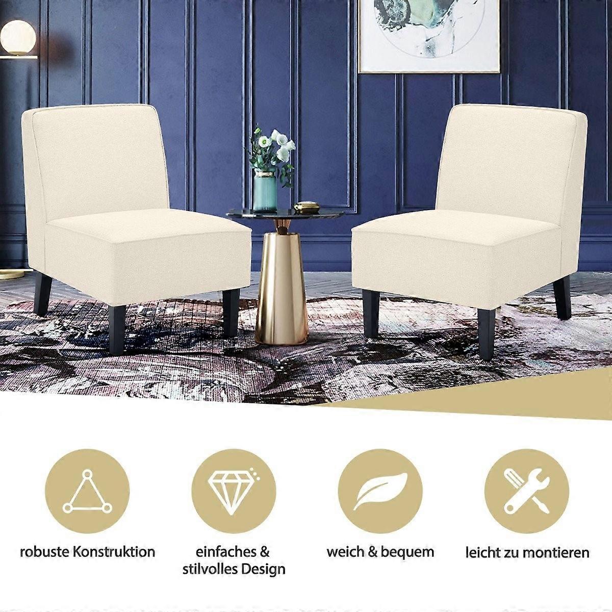 Upholstered armchair with backrest and wooden legs, accent seat, load capacity up to 150 kg, beige