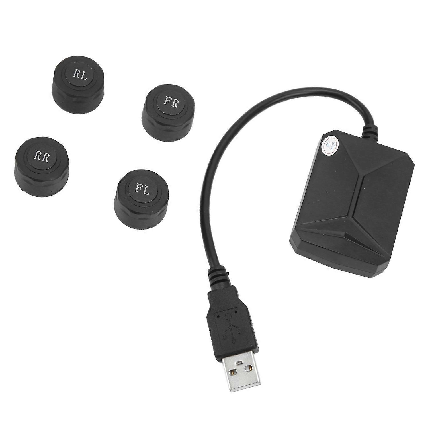 Tire Pressure Monitoring System with Wireless 4 Internal External Sensor for Android Navigation USB