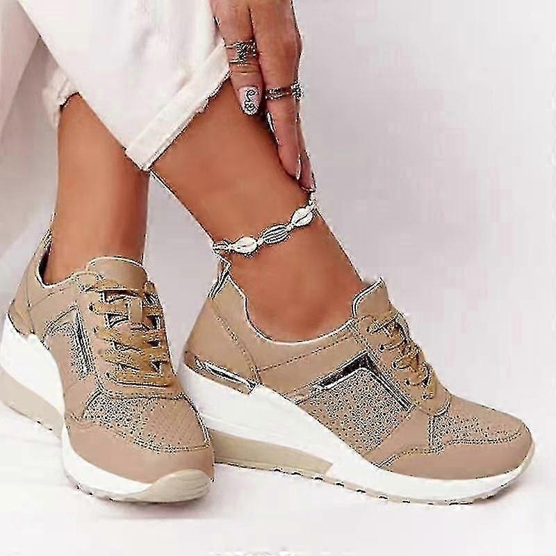 "Scarpe comode casual vulcanizzate da donna con zeppa stringata Snickers"