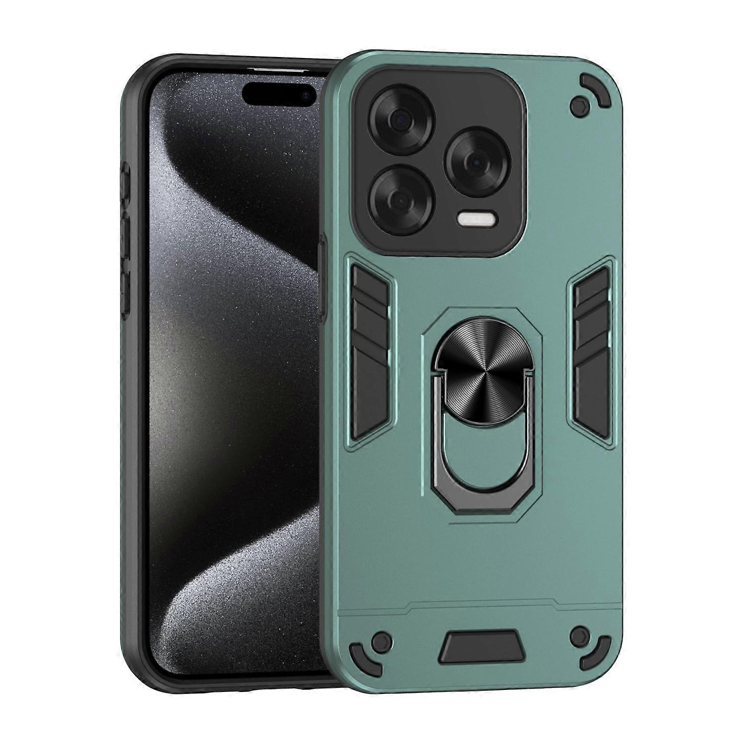 For ZTE Blade V70 Vita Armor Magnet Ring Protective Mobile Phone Case Green