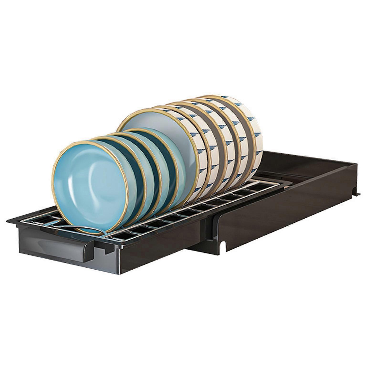 Stainless Steel Multipurpose Large Capacity Pull Out Type Single Layer Kitchen Dish Rack for Cabinet