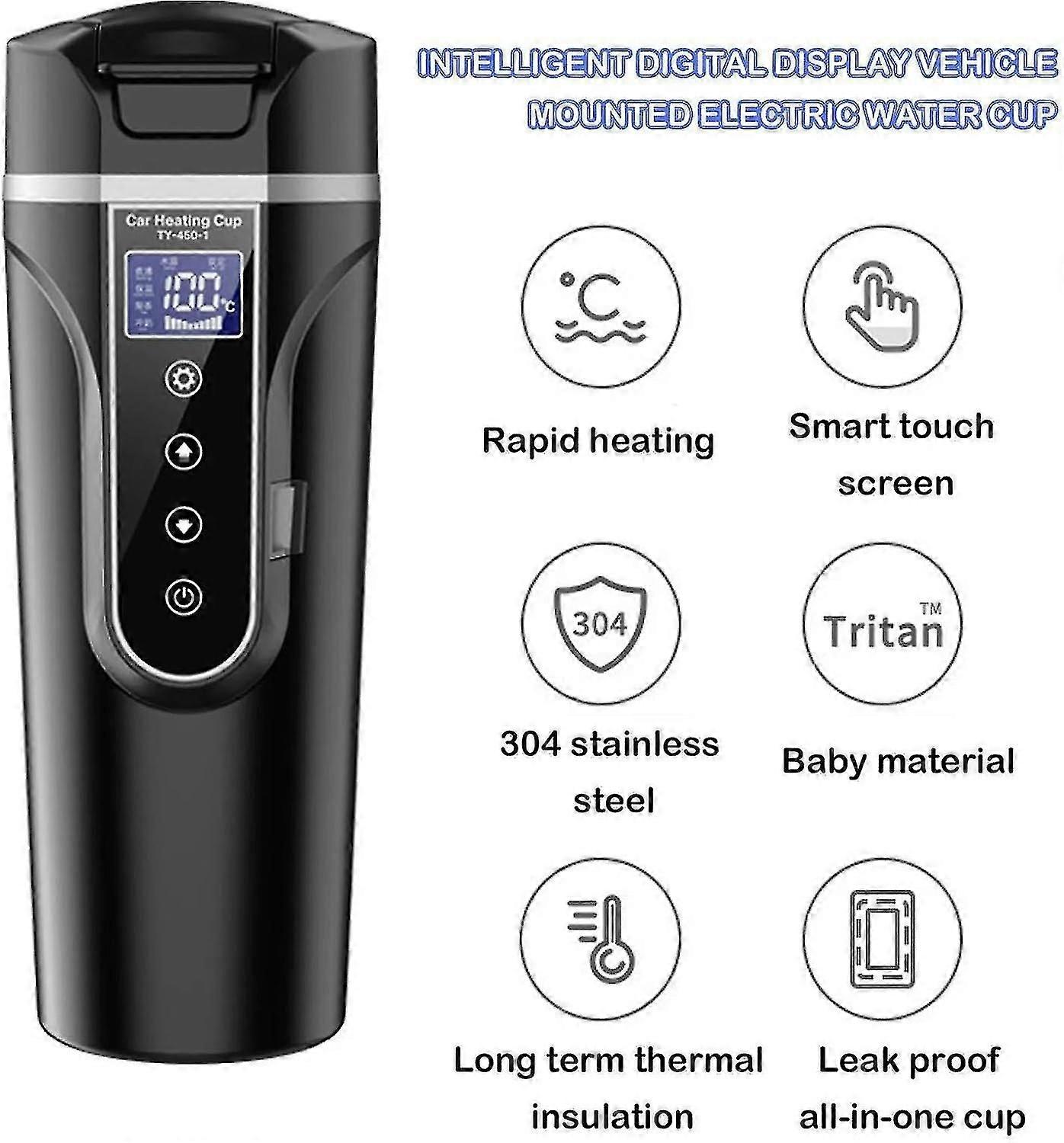 Bollitore Elettrico Da Viaggio 12V/24V - 500 Ml In Acciaio Inox, Con Display LCD E Filtro Per Tè, Per Auto E Camper