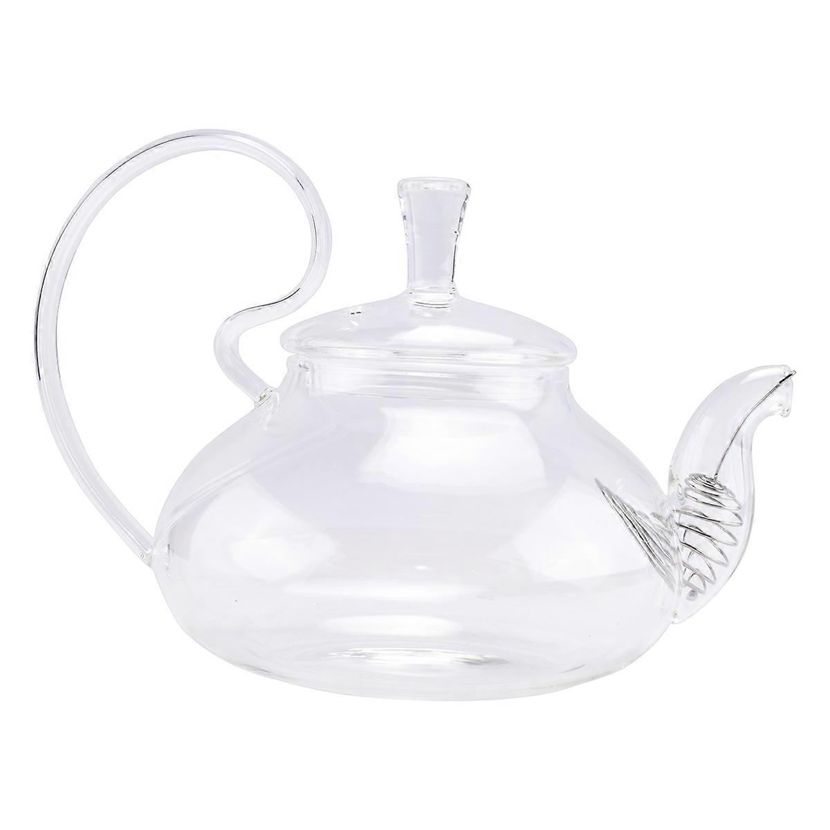 Heat High Handle Flower Coffee Glass Tea Pot with Strainer