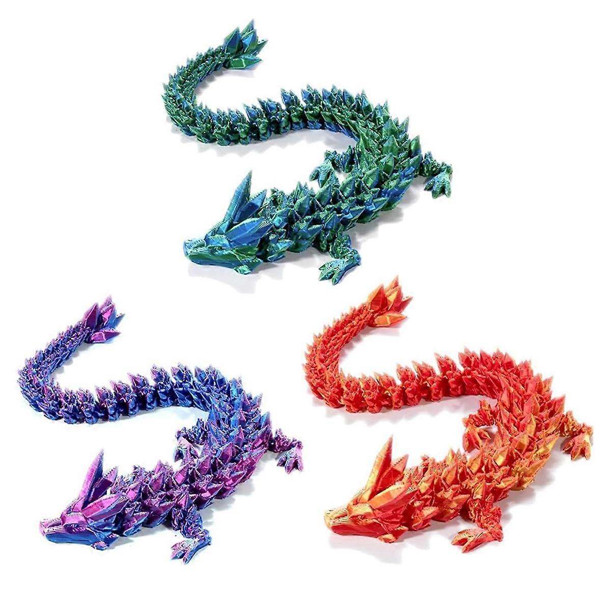 3D Printed Crystal Dragon 12In,3D Printed Flexible Articulated Dragon