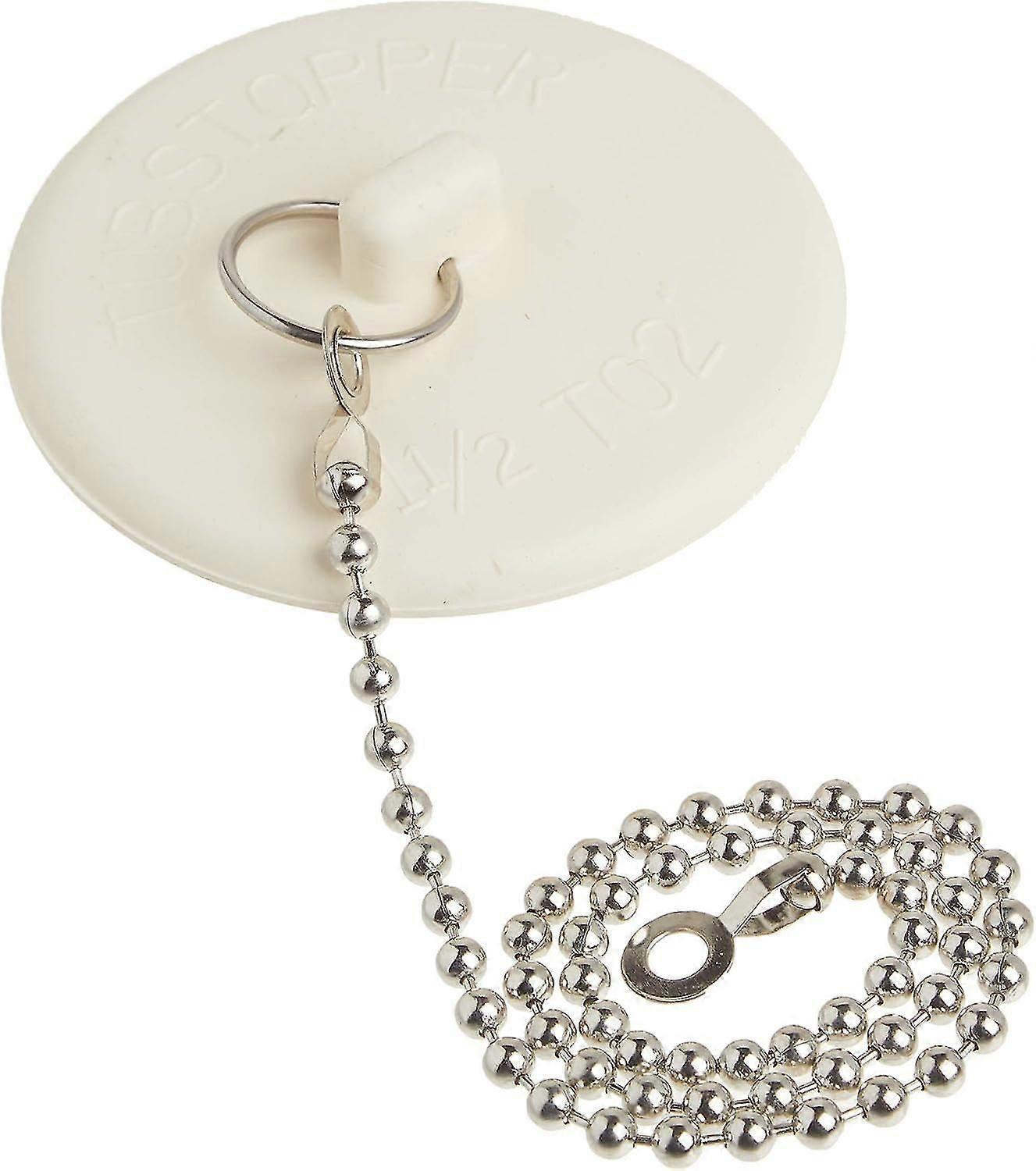 Rubber Tub Stopper With Chain, White (80783)