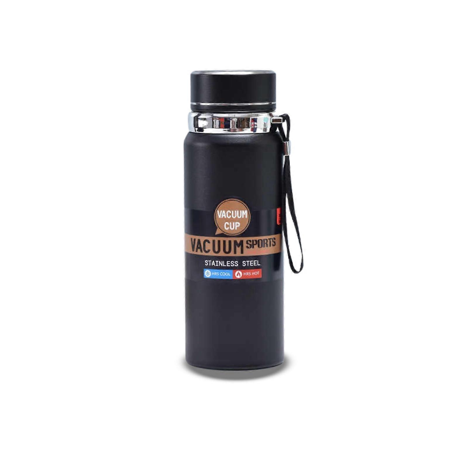 Stainless Steel Water Bottle 1000ml, Double Walled, Temp Display, Keeps Cold/Hot 18h, Leakproof Rust Proof Black