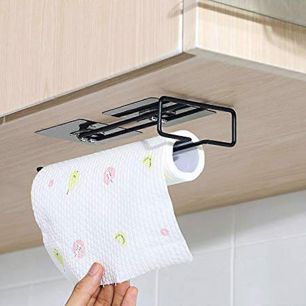 Self -adhesive wall mounted 3 in 1 multifunction kitchen shelf towel strap, paper handkerchief strap, wine glass strap