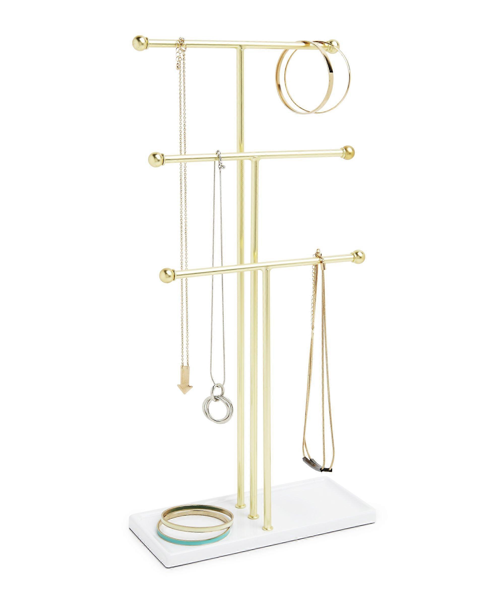 Trigem Hanger Jewelery Regulatory Layer Desktop Desktop Layer Layer Necklace Holder Screen, 3, Rice/White