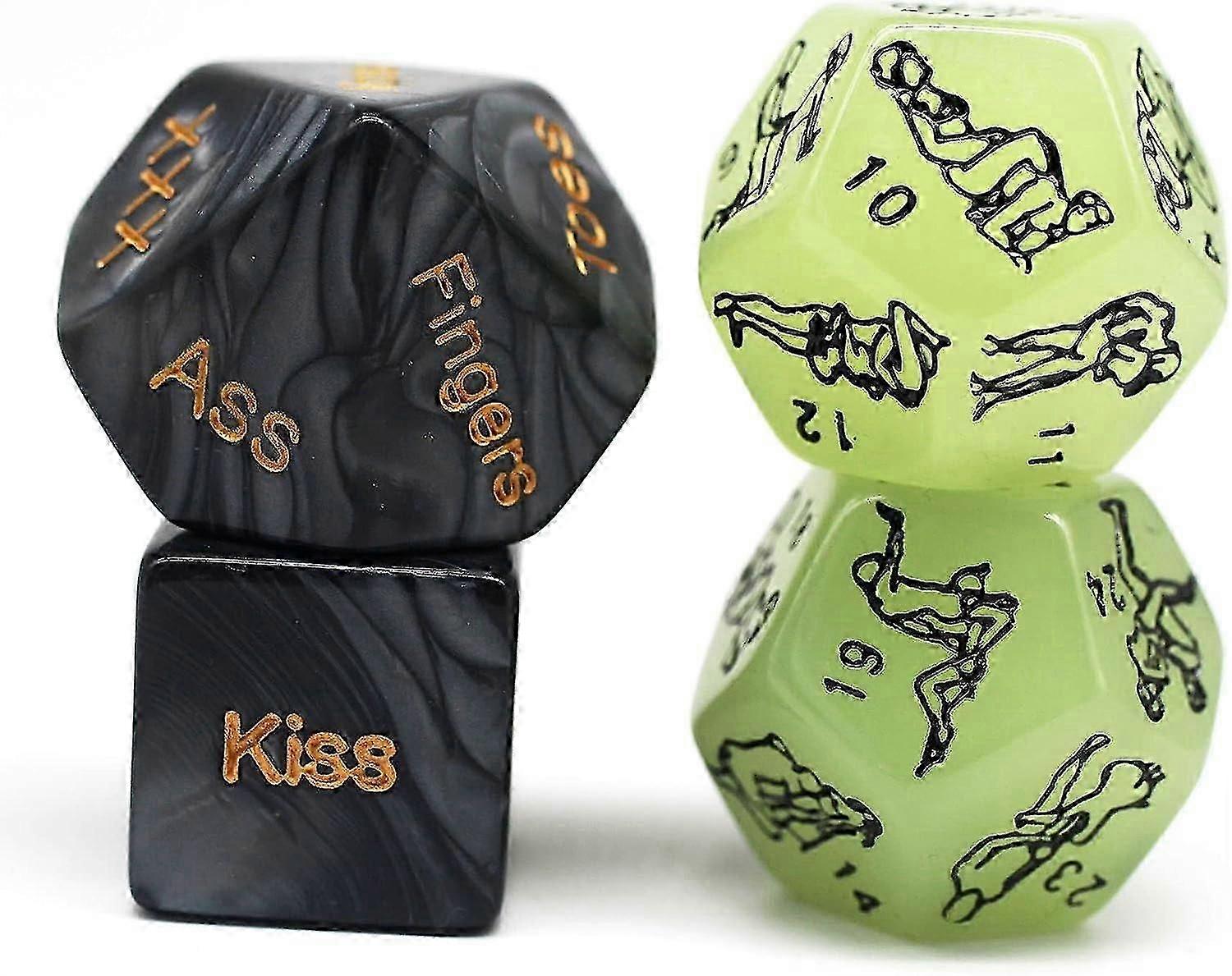 情侣发光骰子套装 - 成人顽皮爱情骰子游戏 - 卧室乐趣的情人节礼物