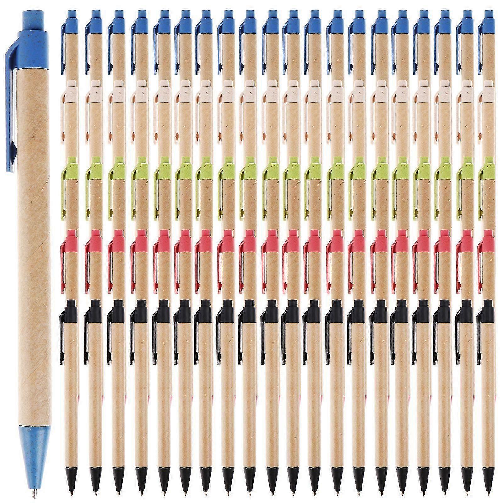 100 Pcs Retractable Ballpoint Pens Eco Friendly Pens Medium Point (1.0mm)