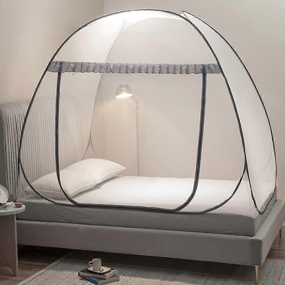 Mosquito Net Pop Up Tent for Bed,Bed Canopy with Net Bottom,Mosquito Netting Bed Gray) Tent(Full/Queen,