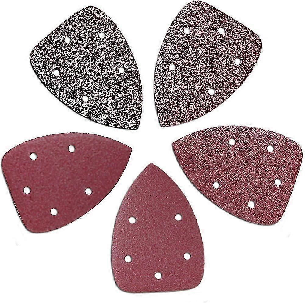 50 Pieces 5 Holes Sanding Paper for Triangular Sander 90 x 140mm, Grit
